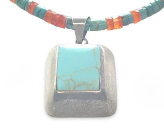 Mexico Sterling Silver Turquoise Chip Bead