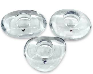 3pc Orrefors Swedish Crystal Candle Holders