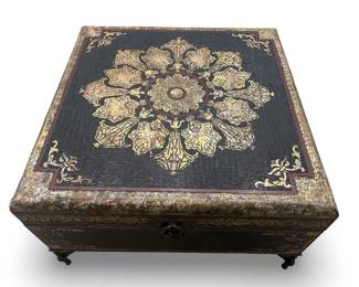 Vintage Ornate Carved Gilt Wood Asian Chest