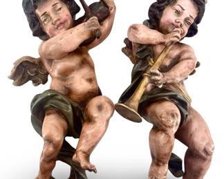 2pc Vintage Resin Hanging Cherubs