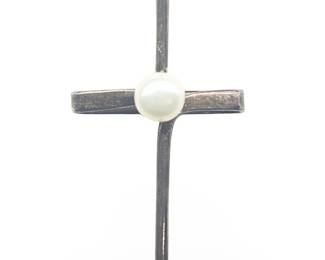 Elegant Sterling Silver Pearl Cross Pendant
