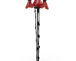 Art Deco Murano Art Glass Wrought Iron Floor Lamp