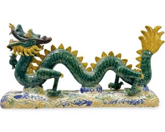 Chinese Glazed Shiwan Pottery Dragon Statue
