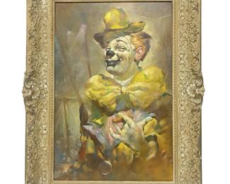 Signed Julian Ritter Helter Skelter Clown Oil on