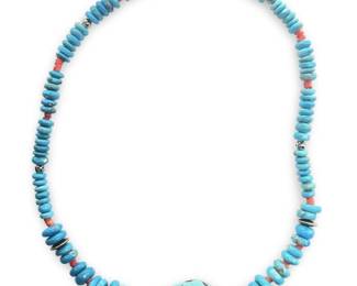 Native American Chunky Turquoise Pendant Necklace