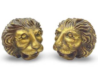 Vintage English Victorian Style Lion Head Bookends