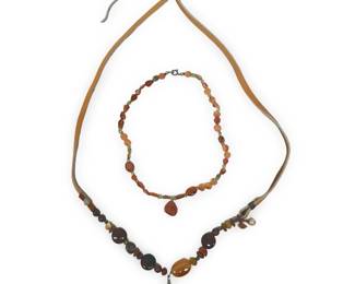 (2pc) Bohemian Carnelian Bead Pendant Necklaces