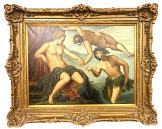 Large Leo Giordano Greek God Oil On Canvas