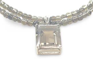 Fantastic Smokey Quartz Pendant Bead Necklace