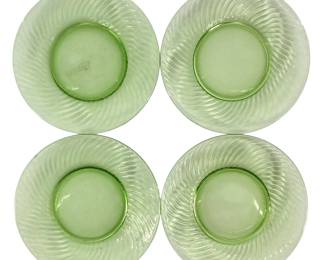 4pc Vintage Uranium Glass Plates