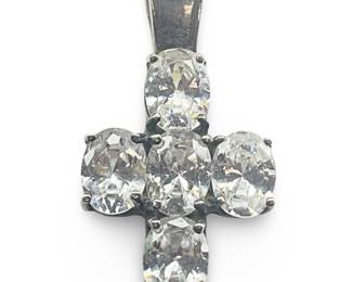 Stunning Sterling Silver CZ Cross Pendant