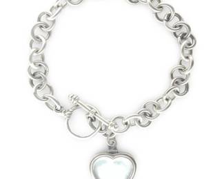Sterling Silver Heart Picture Link Charm Bracelet