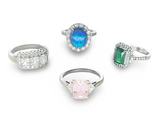 (4) Fantastic Sterling Silver Gemstone Rings