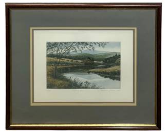 Signed Kathleen Cantin “Winding River" Etching