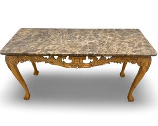 Chippendale Style Carved Marble Top Console Table