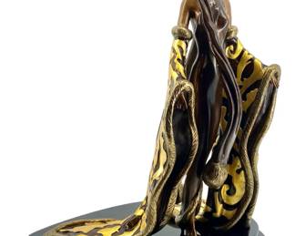 Chalk & Vermillion Erté “Mystic" Bronze Sculpture