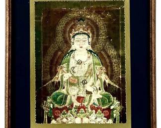 Vintage Japanese Goddess Buddha Woodblock Print