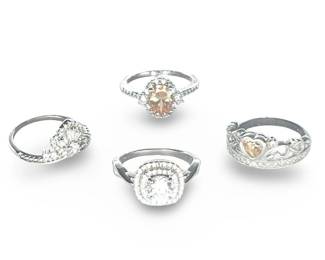 (4) Assorted Sterling Silver Gemstone Rings