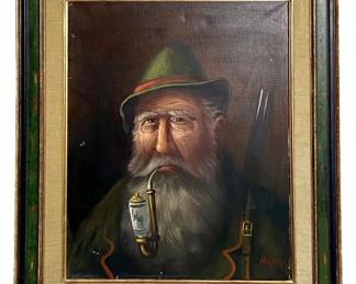 Vintage Signed Hulzing Oil on Canvas Portrait