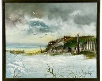 Signed Everett Woodson Oil on Canvas Seascape
