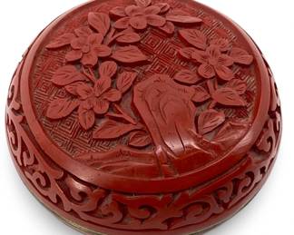 Carved Chinese Cinnabar Dresser Box