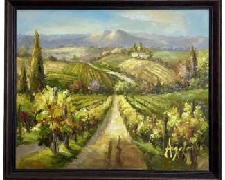 Signed Angelo Oil on Canvas Farm Hills