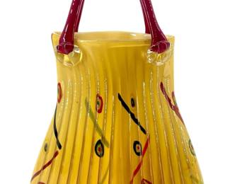 Vintage Murano Art Glass Yellow Handbag