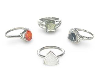 (4) Outstanding Sterling Silver Gemstone Rings