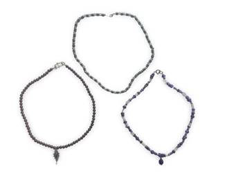 (3pc) Amethyst Garnet Chip Bead Sterling Necklaces