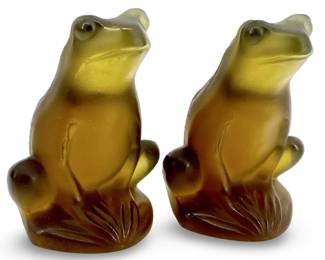 2px Lalique-Finished Amber Crystal Frogs