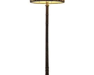 Slag Glass Egypt Motif Fluted Floor Lamp