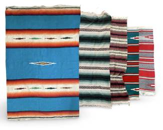 5pc Vintage Mexican Woven Rug Collection