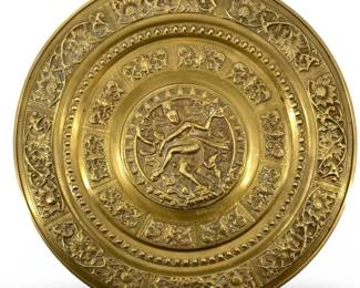 Embossed Brass Shiva Wall Decor Plate