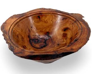 Vintage Carved Natural Burl Wooden Studio Art Bowl