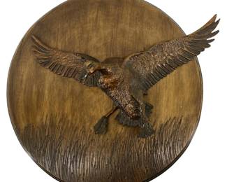 Signed Chick Owen Carved Wood Duck Plaque
