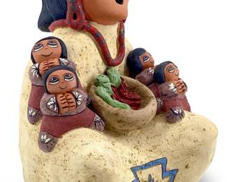 Vintage Native American Storyteller Sculpture