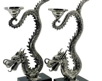 Josie Natori Dragon Double Candle Holders