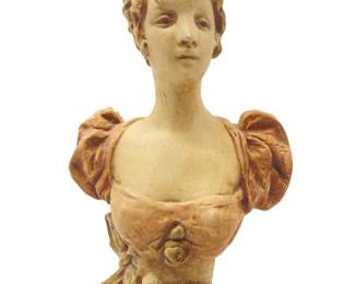 Antique-Style Terracotta/Plaster Female Bust