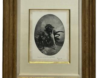 Antique Henri Regnault Horses of Achilles Etching