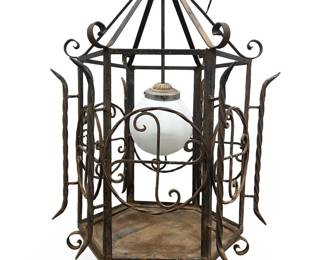 Antique French Wrought Iron Hanging Lantern