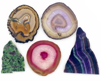 5pc Polished Brazilian Agate Slab Coasters