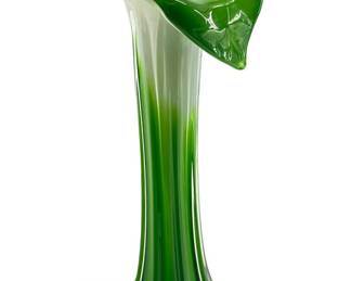 Jack in the Pulpit Green and Yellow Art Glass Vase