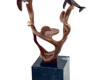 1994 L.E. Genesis Bronze Whale Candleholder
