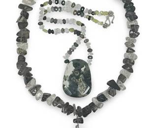 (2pc) Smokey Quartz Agate Bead Necklaces