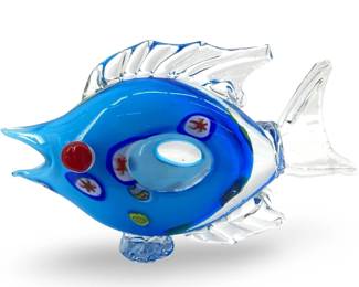Blue Murano Art Glass Angel Fish