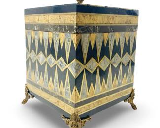 Maitland-Smith Tessellated Stone & Brass Inlay Box