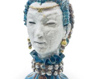 Stunning Studio Art Female Bust Crackle Glaze