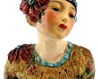 Hand Painted Esther Anna Hunt Chalkware Bust