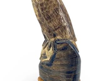 Hand Carved Buffalo Horn Eagle Sculpture