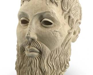 Large Greek Zeus Chalkware Head Bust